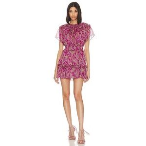 MISA Los Angeles Siobahn Paisley Ruffle Dress Size Small